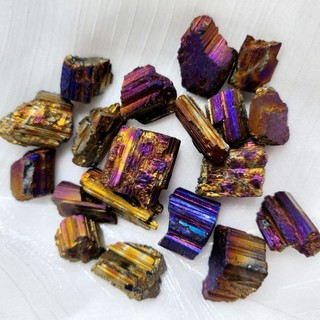 Đá đen black tourmaline mạ điện phủ aura màu