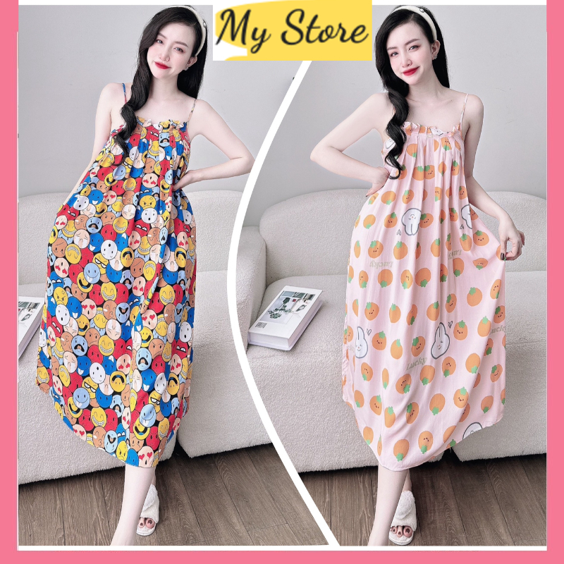 Đầm ngủ nữ đẹp hot trend mặc nhà dễ thương vải tole thái siêu mát freesize dưới 62kg MY STORE