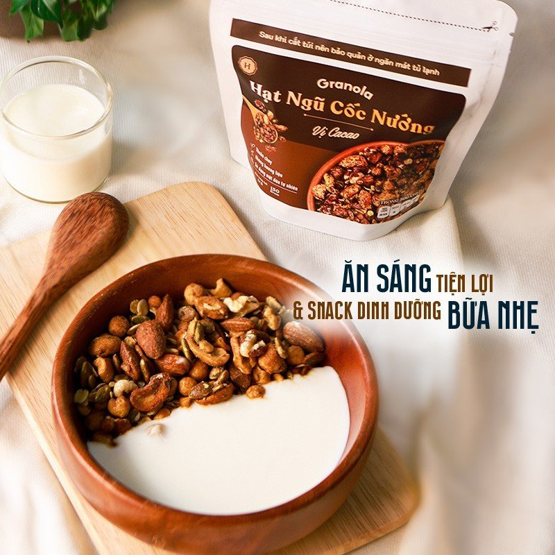 Granola nướng giòn tan,Vị Cacao - Túi 150g/400g, Dùng mật dừa nước, 0 trái cây sấy - Hạt ngũ cốc giảm cân- Heyday