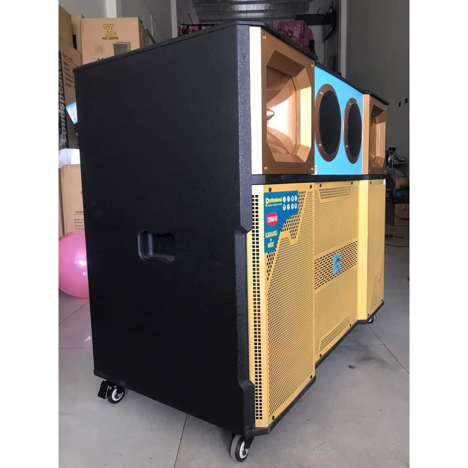 Loa kéo bình 4 tấc đôi nằm ngang có Reverb công suất cực khủng 2 bass 40, 2 treble, 2 trung tặng 2 micro không dây