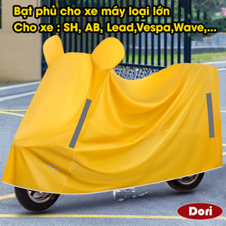 Bạt phủ xe máy che nắng, che mưa, chống bụi có bọc trùm gương, Bạt che xe máy phản quang chất liệu dù cao cấp tặng túi