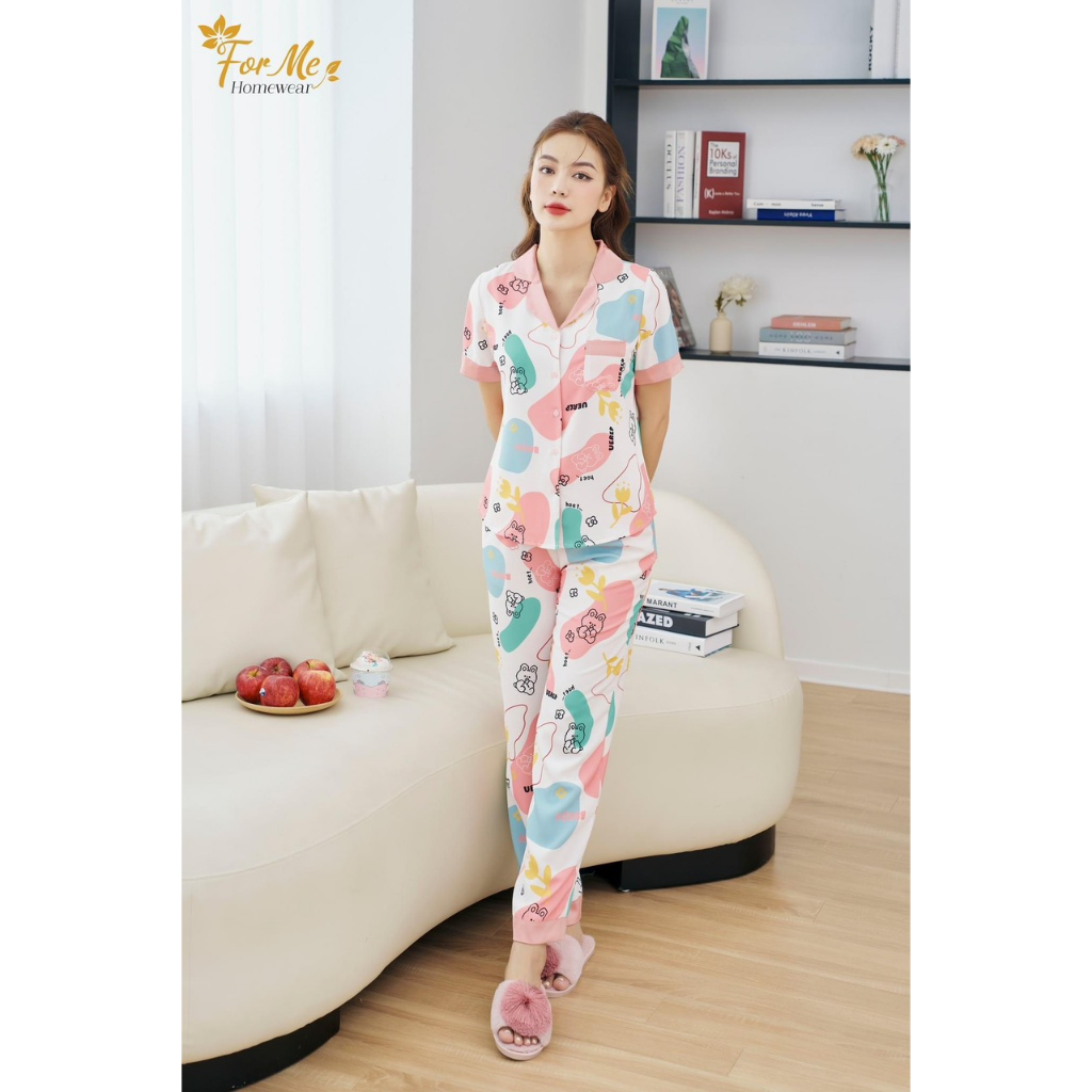 Bộ Lụa Hàn Châu cao cấp Ngắn Tay Quần Dài NGŨ SẮC CỔ TRUYỀN THỐNG 10, ForMe Pijamas