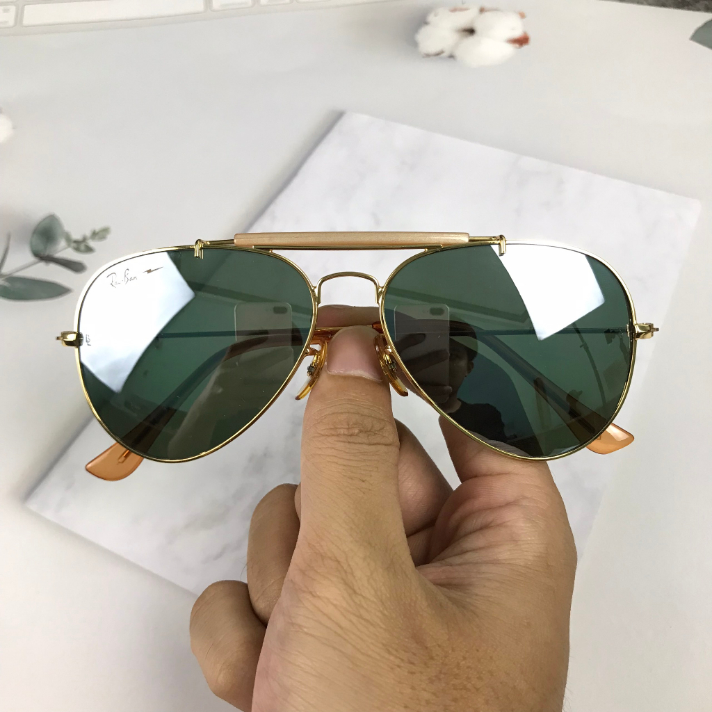 Hình thật - Kính rayban chính hãng mắt loang trà cực đẹp , 2hand không lỗi lầm - nguyên zin keng đi ngày đêm vô tư Kính