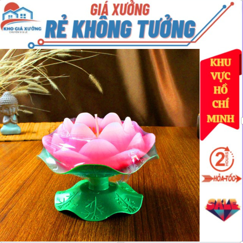 Nến Hoa Sen Lưu Ly Có Đế Chắc Chắn Trang Trí Bàn Thời Size 6x7cm - Nến Hình Hoa Sen Thắp Hương Ngày Tết