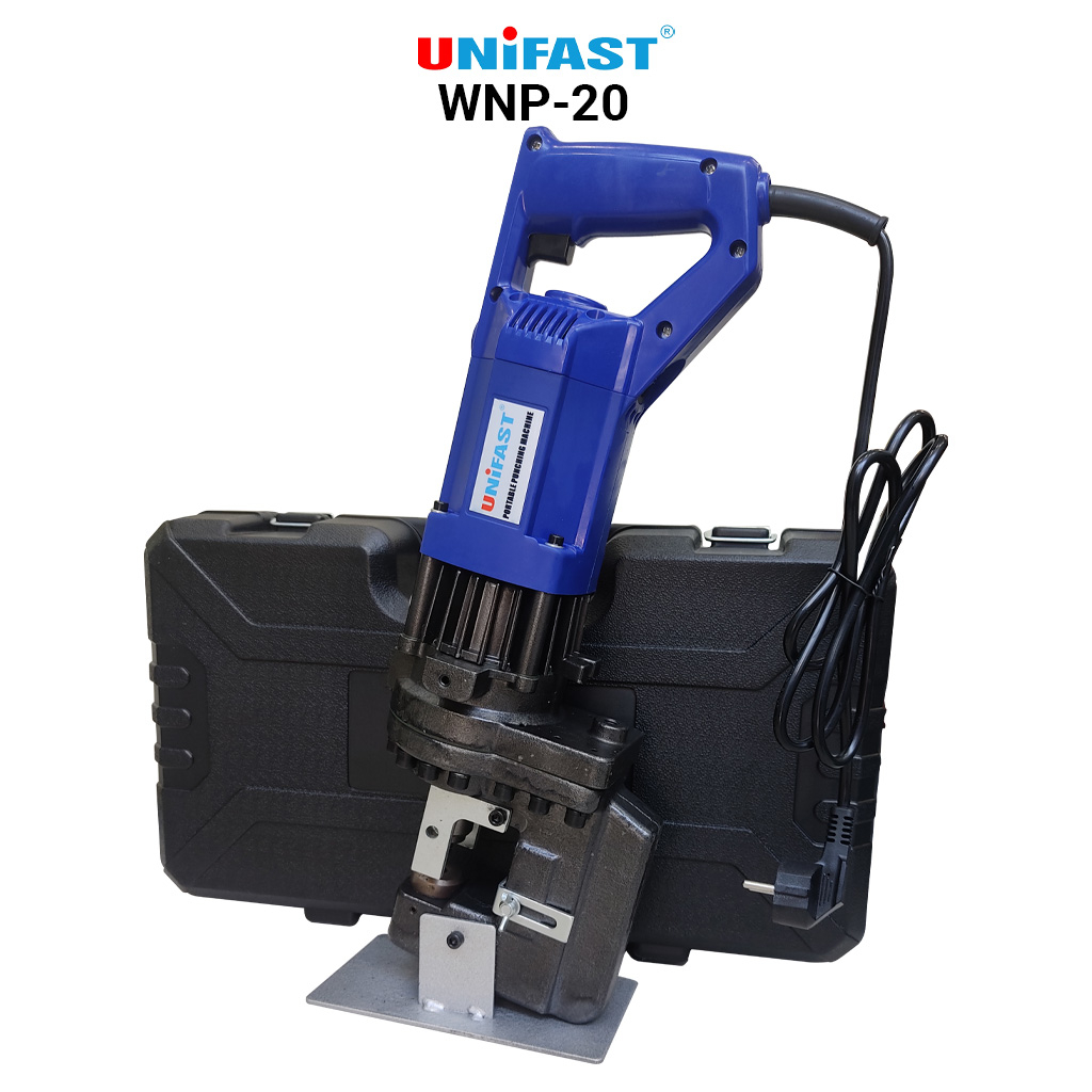 Máy đột lỗ thủy lực cầm tay chạy điện Unifast WNP-20 đục thép tấm, V, U dày 6mm