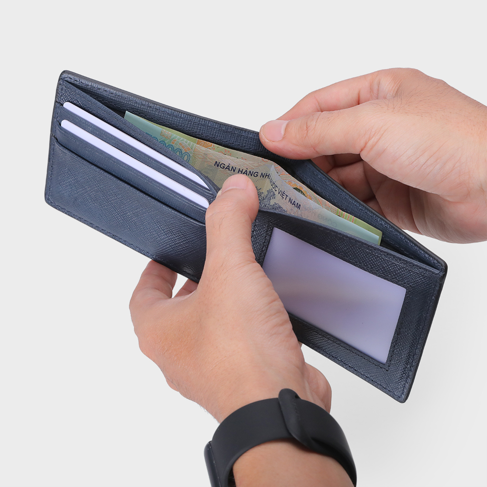 Bóp Ví Nam Da Bò Vân Saffiano Nhỏ Gọn Thanh Lịch DFA264