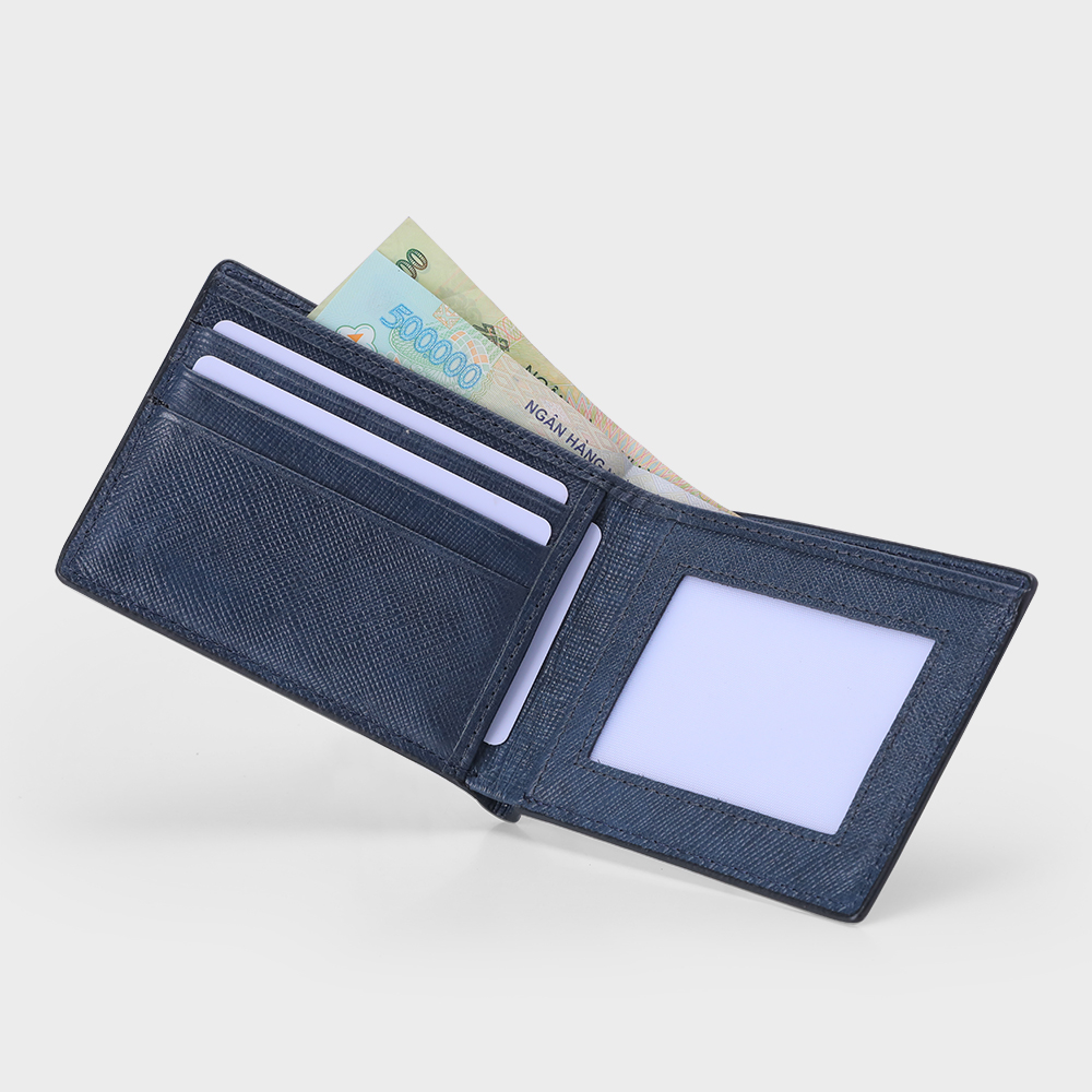 Bóp Ví Nam Da Bò Vân Saffiano Nhỏ Gọn Thanh Lịch DFA264