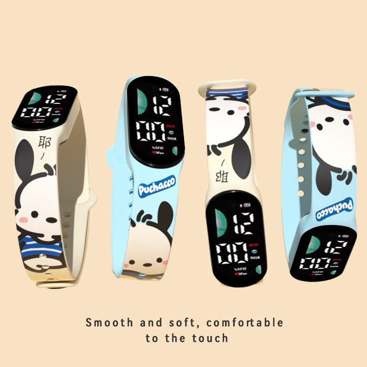 Đồng Hồ Đeo Tay Điện Tử Mặt Led Dây Silicon Chống Nước Họa Tiết Hoạt Hình Dễ Thương Cho Bé