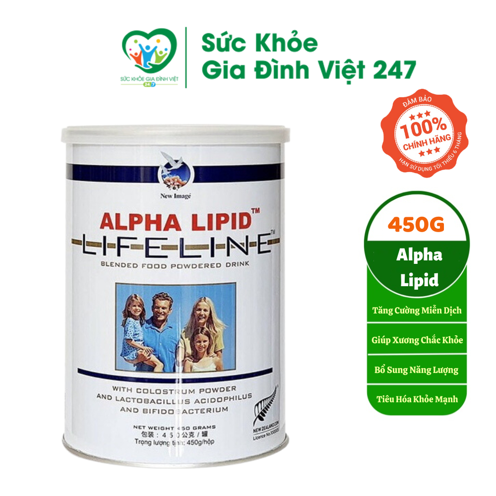 Sữa non Alpha Lipid Lifeline 450g tăng cường hệ miễn dịch bổ sung canxi vitamin kháng thể tự nhiên suckhoegiadinhviet247