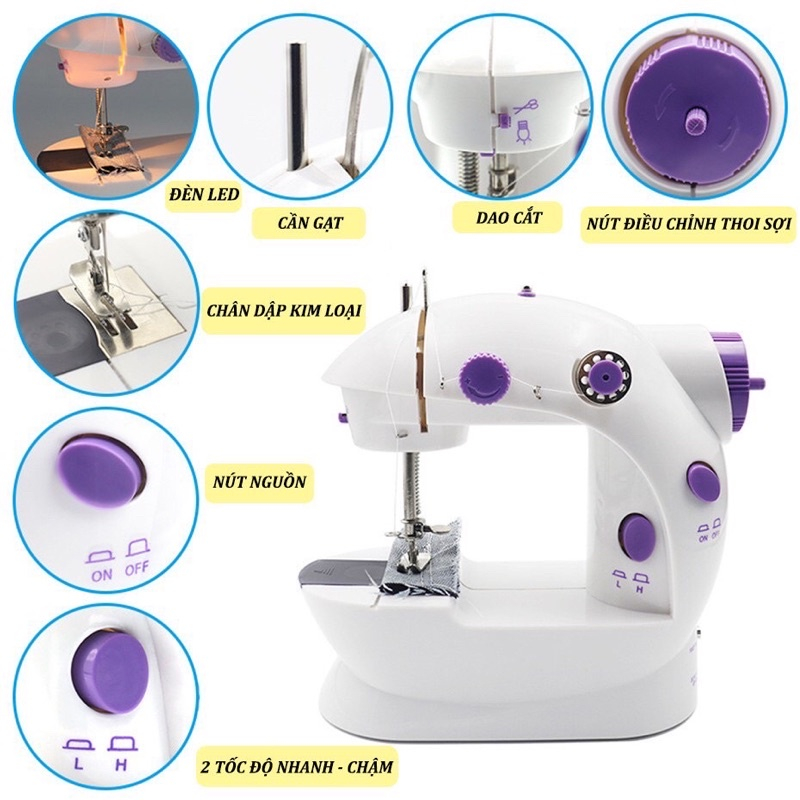 Máy Máy Mini Để Bàn - Máy Khâu Cầm Tay Gia Đình Có Đèn Led Siêu Tiện Lợi  Dễ Dàng Sử Dụng