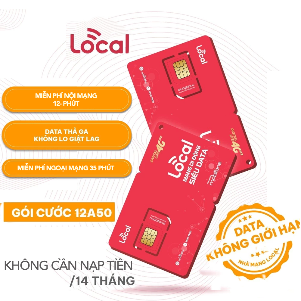 Sim 4G MobiFone 1 Năm Data Không Giới Hạn 12MDT150, 12MXH100, 12MXH120, 21G12, 12SKY59 Sim Data miễn phí 12 Tháng