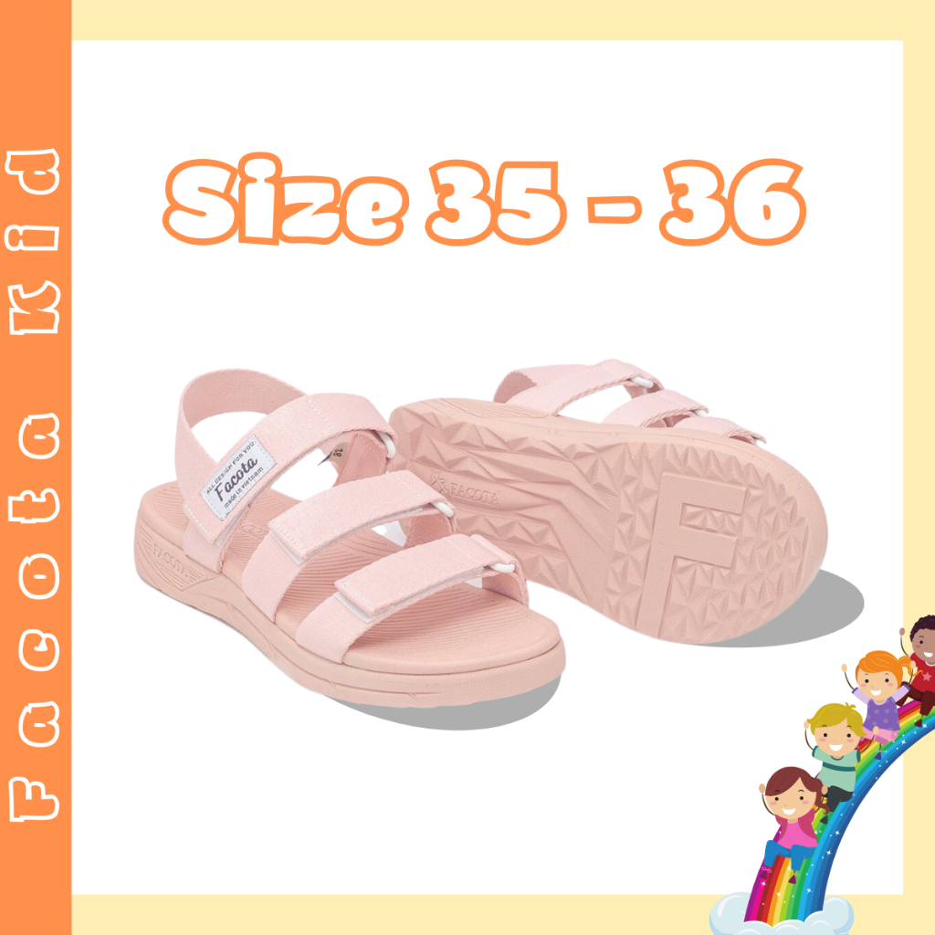 FACOTA | Giày sandal nam, nữ hồng phấn 3 quai đi học, đi chơi GLC04 KID
