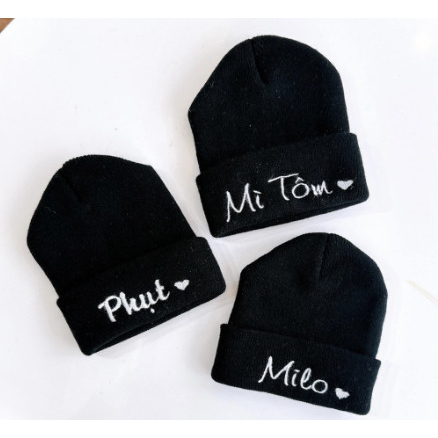 Mũ len THÊU TÊN style cực chất cho bé