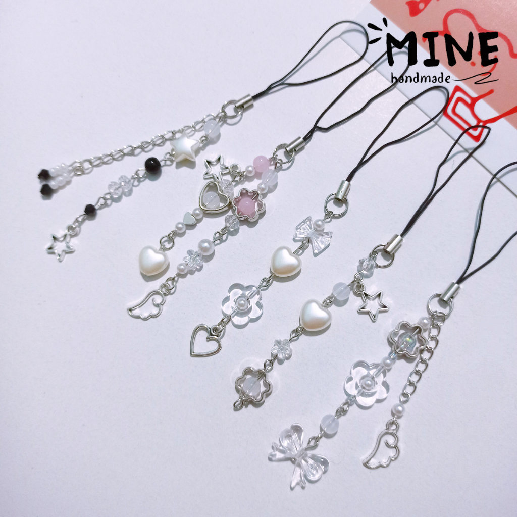 Dây đeo điện thoại máy ảnh mix charm nhiều màu thời trang Y2K móc khóa Hàn Quốc dễ thương - Minehandmade