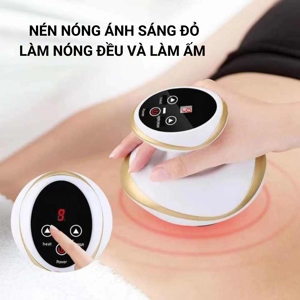 Máy giác hơi massage phiên bản nâng cấp có ánh sáng đỏ, lực hút mạnh, với 30 điểm massage, tặng kèm 1 lọ tinh dầu