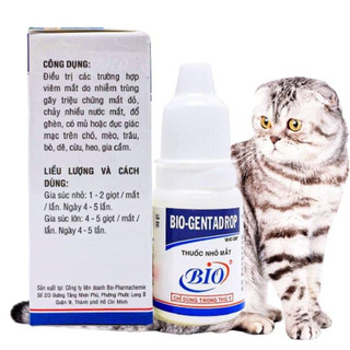 Dung dịch nhỏ mắt bio-gentadrop 10ml - trị chứng mắt đỏ, chảy nước mắt ở thú cưng