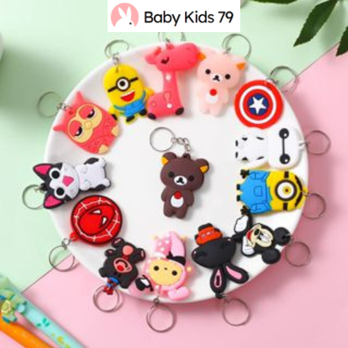 Móc khóa silicon hoạt hình nhiều mẫu giao ngẫu nhiên, móc gắn khóa xe nhựa dẻo ngộ nghĩnh