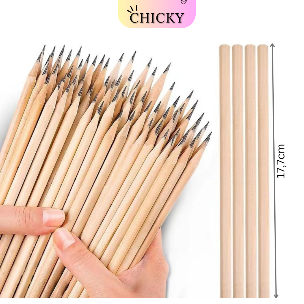 Bút chì HB lục giác CHICKY gỗ thiên nhiên thân thiện môi trường tiện lợi cho học sinh văn phòng