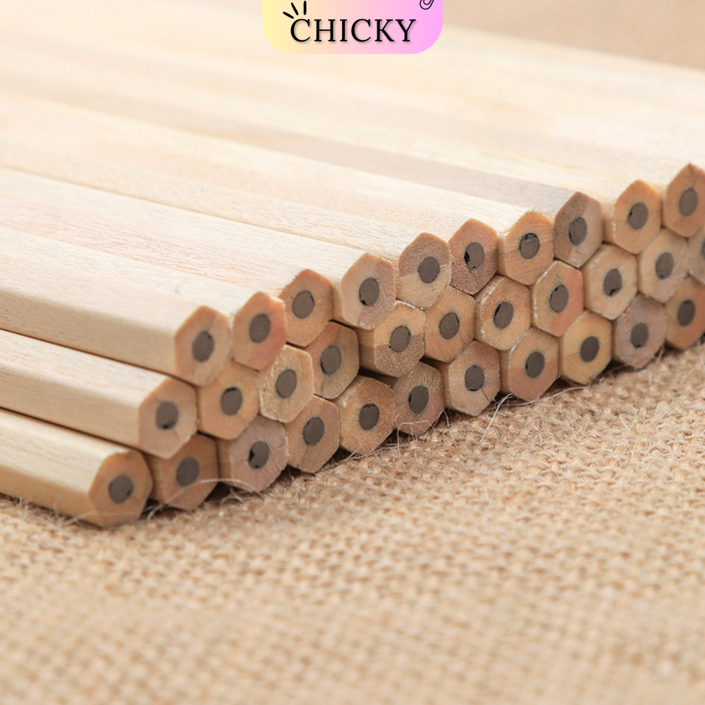 Bút chì HB lục giác CHICKY gỗ thiên nhiên thân thiện môi trường tiện lợi cho học sinh văn phòng