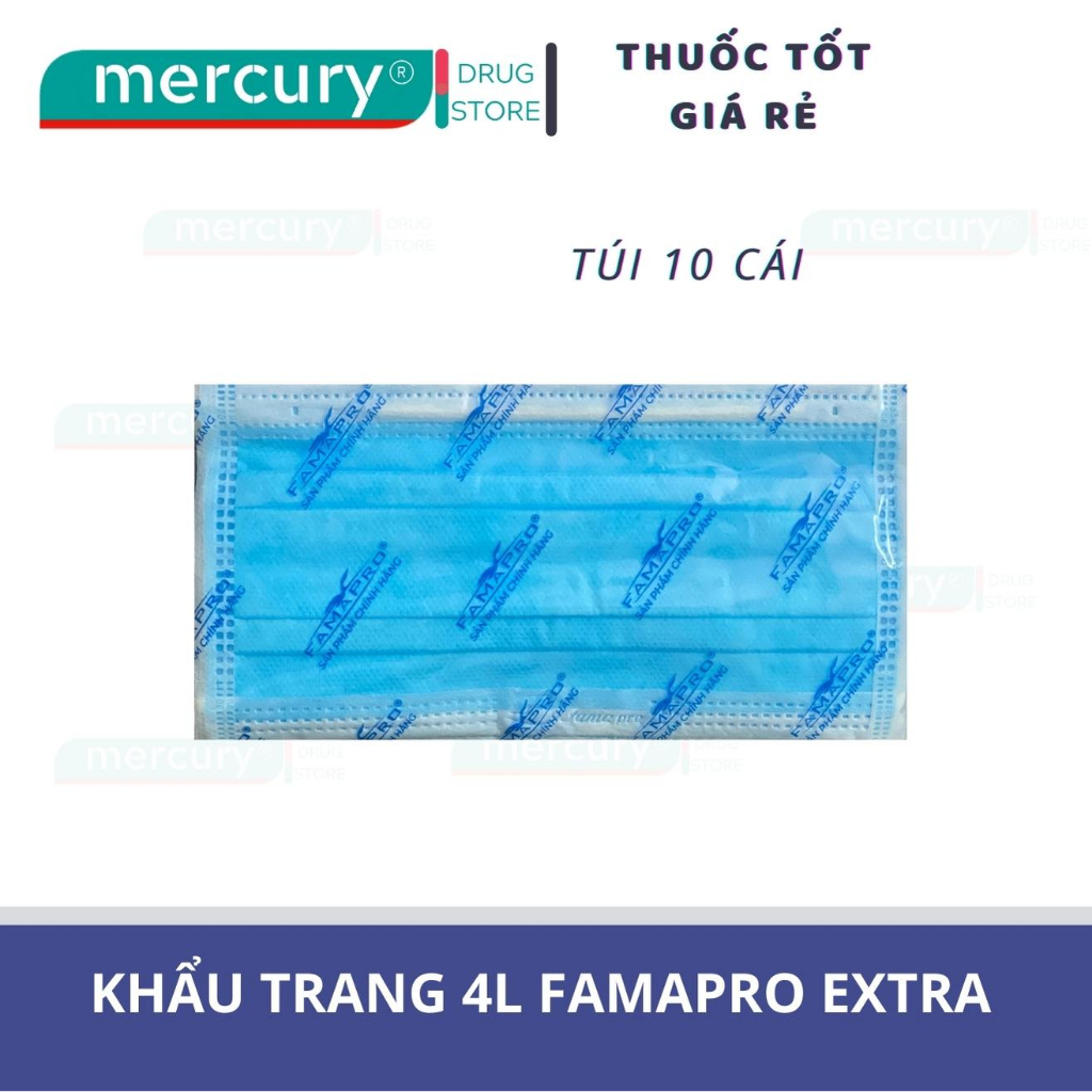 Hộp 50 cái khẩu trang y tế FAMAPRO Extra 4 lớp