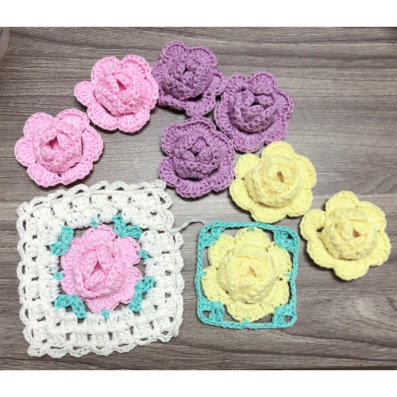 Set len hoa hồng handmade mie mặc có vải lót