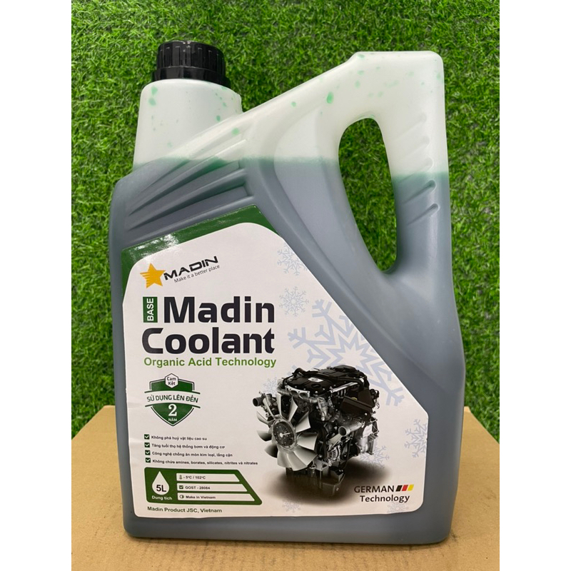 Nước làm mát động cơ màu xanh Madin Coolant Base (1 lít- 5 lít)