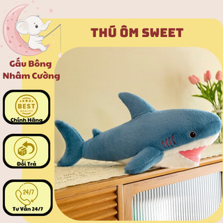 Cá mập bông , thú bông cá mập mặt mèo màu xanh size 40cm