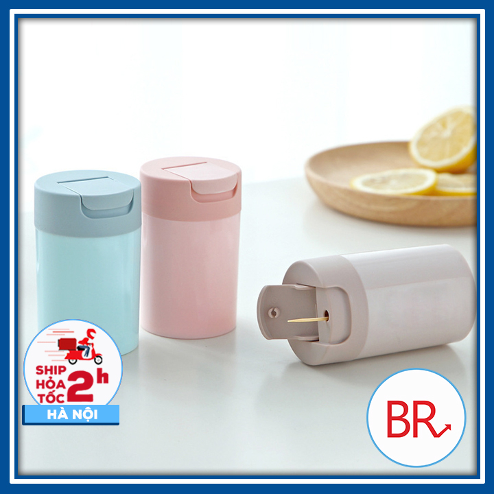 Lọ đựng tăm, hạt tiêu màu pastel xinh xắn thiết kế nắp bật thông minh, Hộp để tăm, Hũ đựng gia vị nhỏ gọn br - 02034