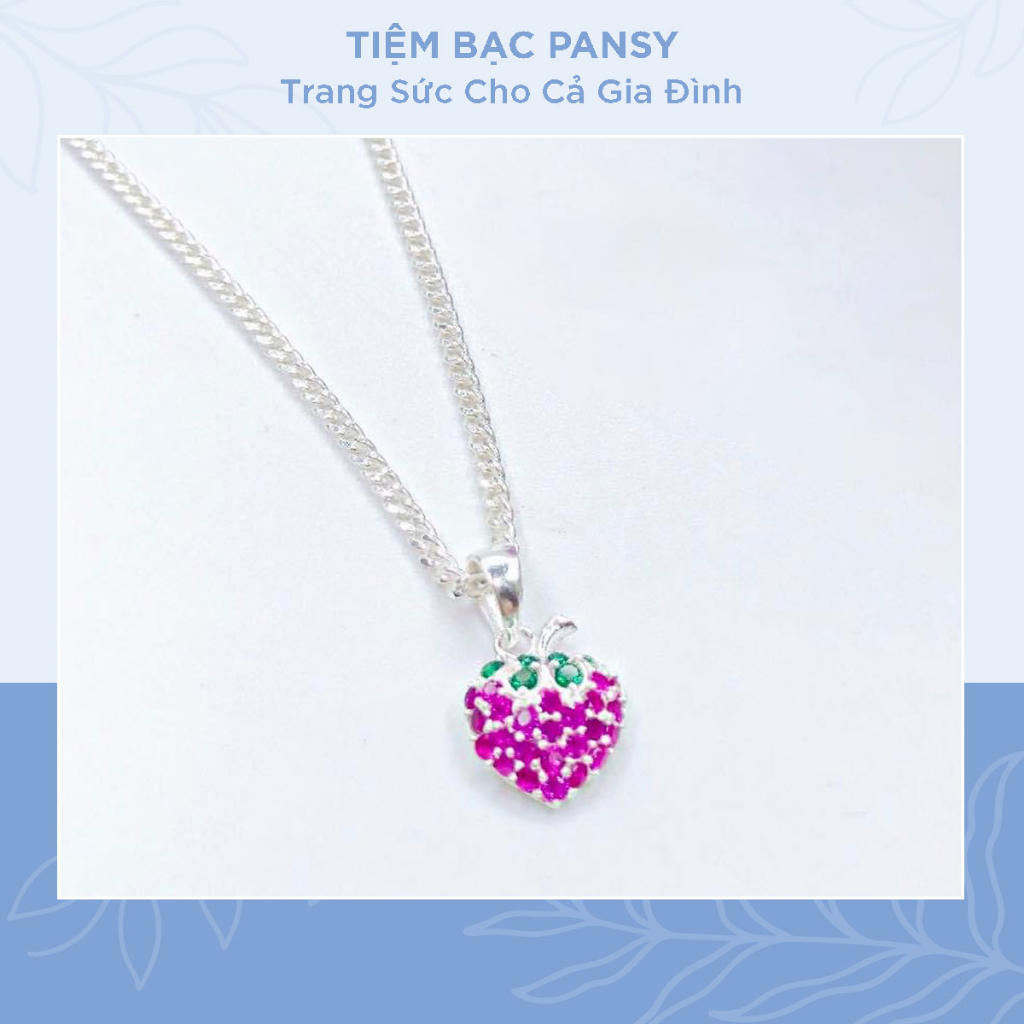 Vòng cổ bạc cho bé gái hình quả dâu tây dễ thương - Dây chuyền trẻ em bằng bạc ta cao cấp