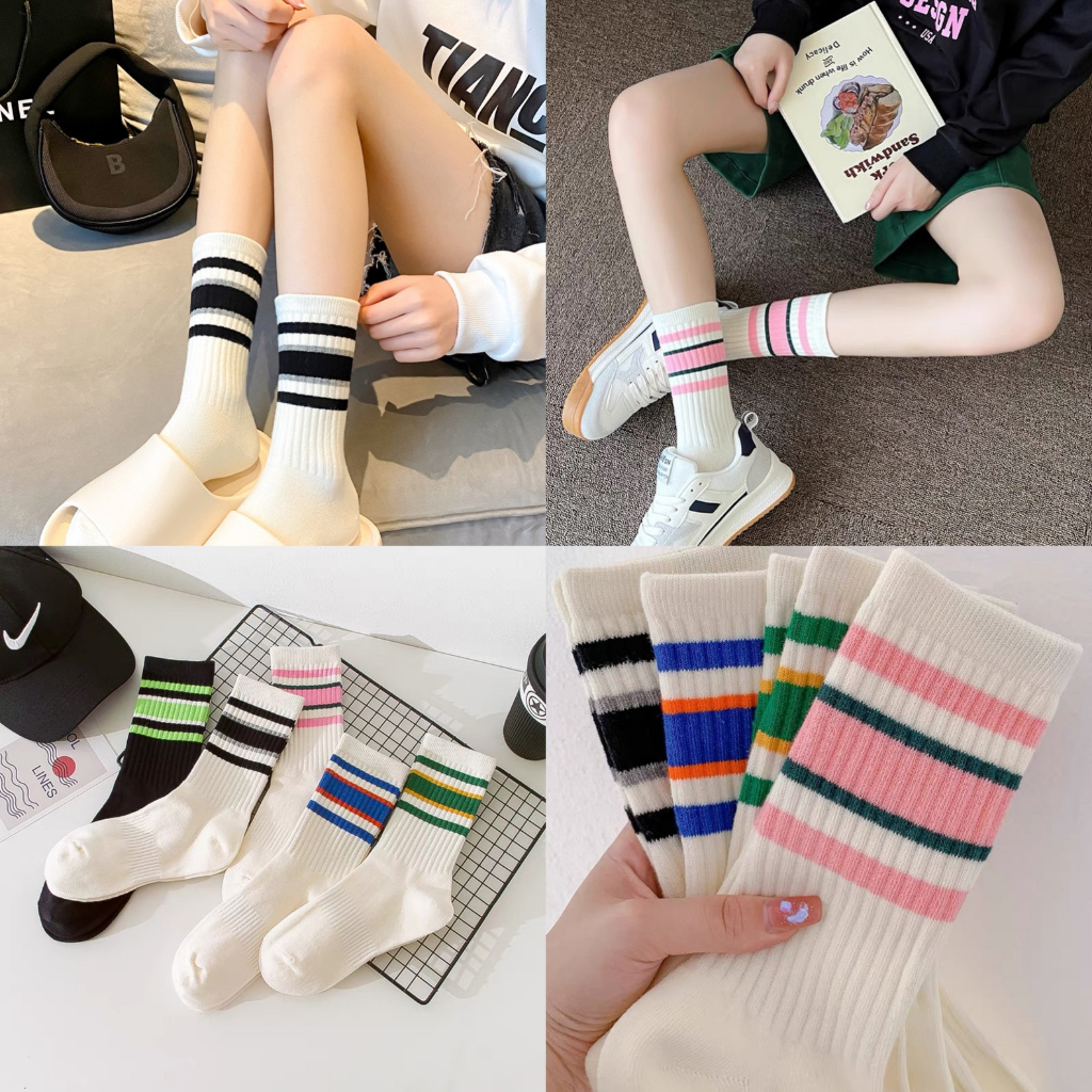Tất Cao Cổ Nữ Kẻ Cổ Phong Cách Vintage Hàn Quốc, Vớ Cao Cổ Nữ Kẻ Nhiều Màu MS.T5