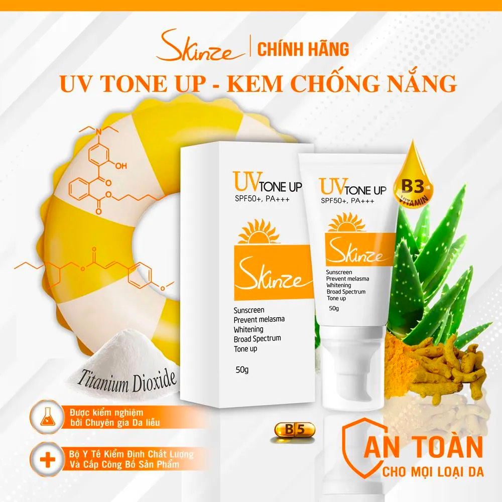 Kem Chống Nắng Skinze Tone Up 50g Phổ Rộng Nâng Tone UV SPF50+ PA +++ Chống UVA UVB