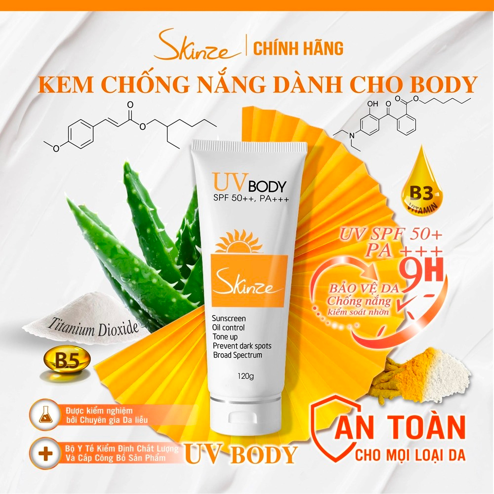 Kem Chống Nắng Toàn Thân Skinze UV Body Phổ Rộng Nâng Tone UV SPF50+ PA ++++ Chống UVA UVB