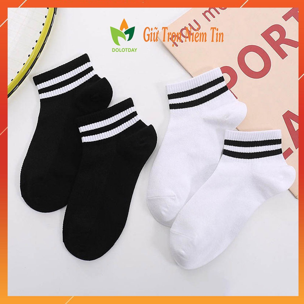 Tất Vớ Cổ Ngắn Nam Nữ Phối Kẻ Cotton Mềm Mịn