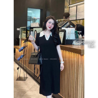Đầm len dáng suông cổ bẻ tay ngắn Freesize dưới 58kg