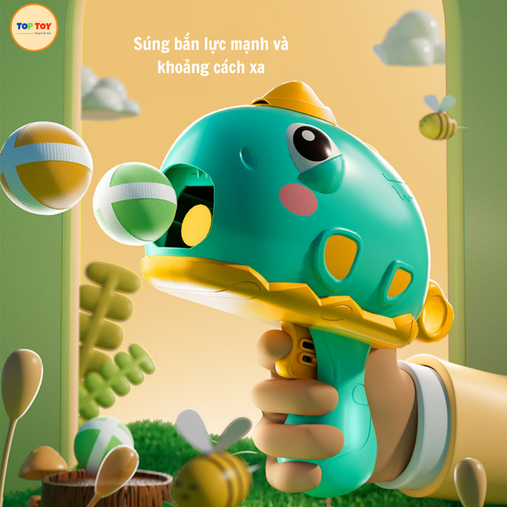 Súng Khủng Long Bắn Bóng Dính TOP-TOY, Kèm Bảng Phi Tiêu Bóng Dính Cho Bé Hình Con Vật Dễ Thương