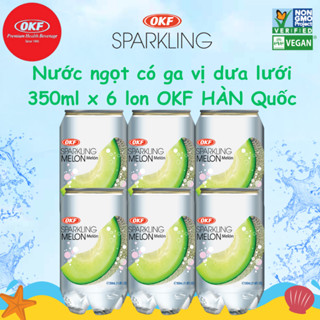 Nước ngọt có ga vị dưa lưới (NƯỚC DƯA LƯỚI CÓ GA) OKF Hàn Quốc x 6 lon 350ml
