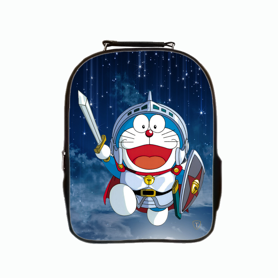 Balo thời trang TROY 02 ngăn họa tiết hoạt hình Doremon, chất liệu da simili chống thấm