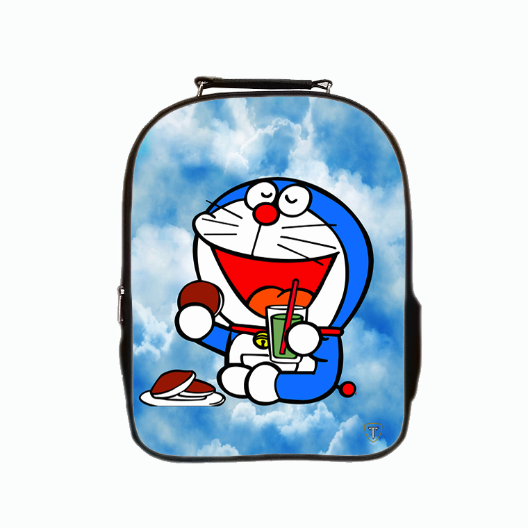 Balo thời trang TROY 02 ngăn họa tiết hoạt hình Doremon, chất liệu da simili chống thấm