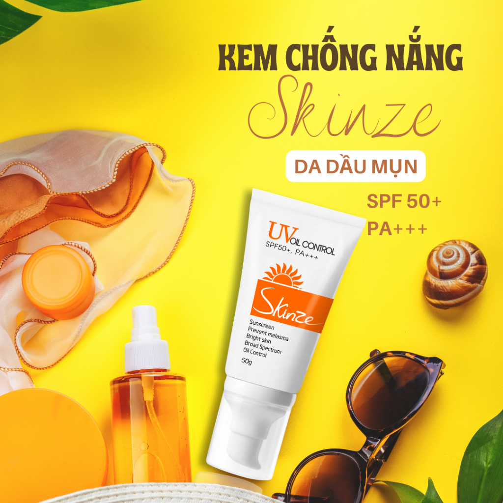 Kem Chống Nắng Skinze Oil Control 50g Phổ Rộng Kiềm Dầu UV SPF50+ PA +++ Chống UVA UVB Ngăn Ngừa Mụn