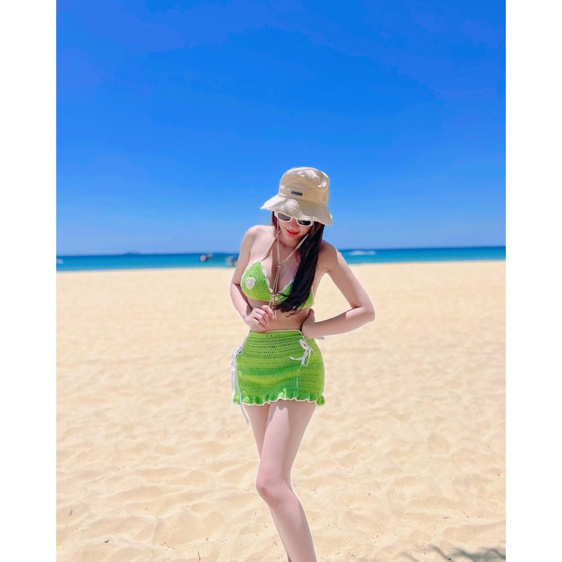 Set len xanh lá có đính trái tim - sẵn