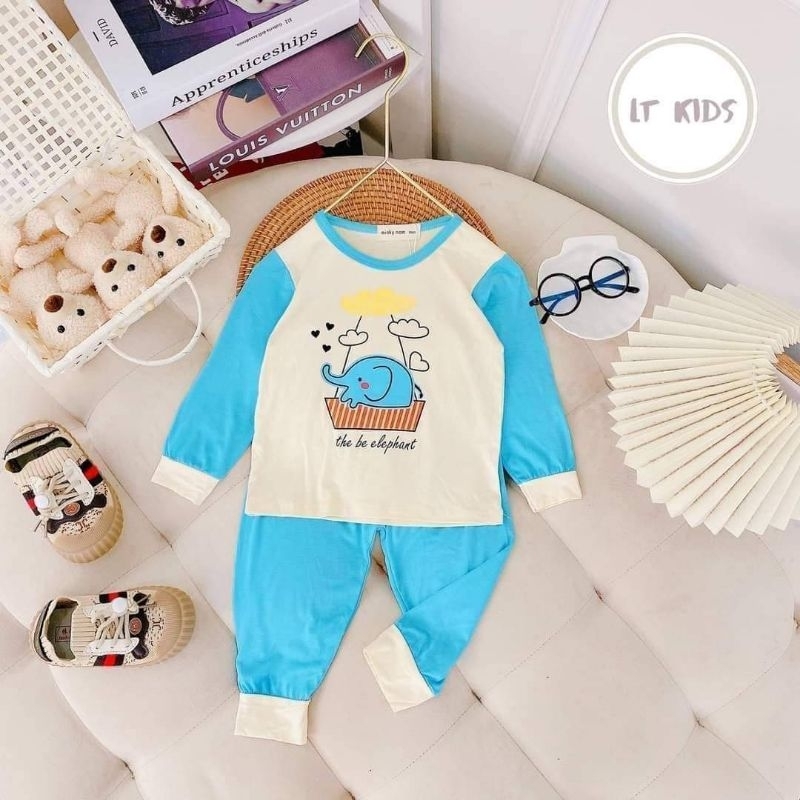 Bộ quần áo trẻ em dài tay thun lạnh mikymom loại 1 cho bé 5/16kg