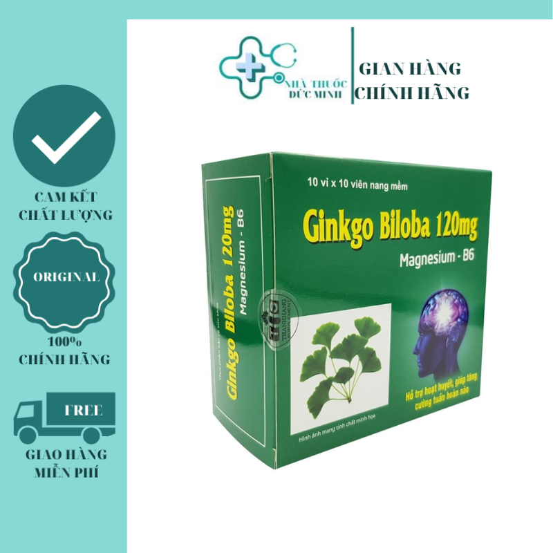 Ginkgo Biloba 120mg ( Hộp 100 viên ) Bổ Sung Dưỡng Chất Cho Não Q10