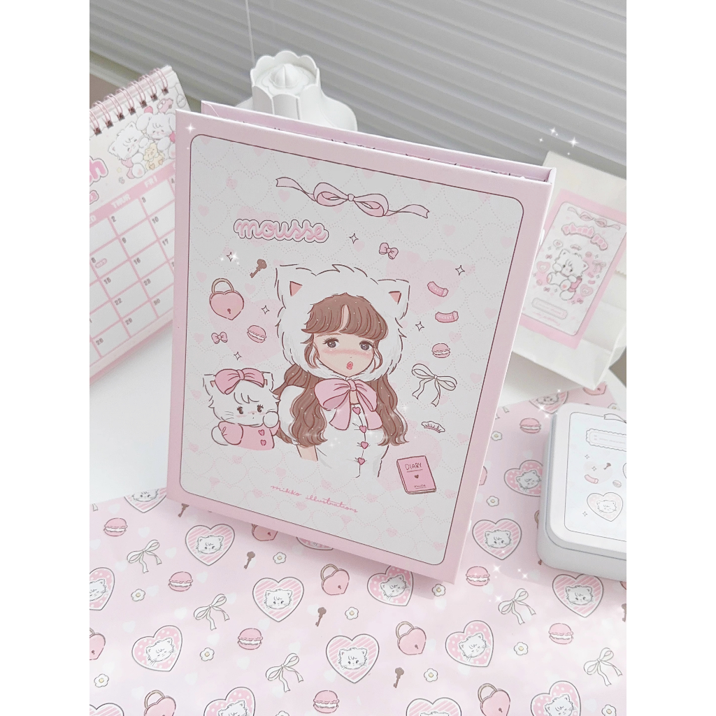 Sổ Tay Bìa Còng/ Blinder Size A5 Love Bean Phong Cách Lolita Dễ Thương