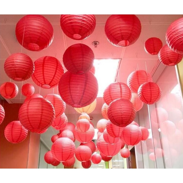 Đèn lồng giấy, đèn lồng hội an nhiều màu sắc treo decor trang trí Trung thu, Tết và các ngày lễ có thể gấp gọn