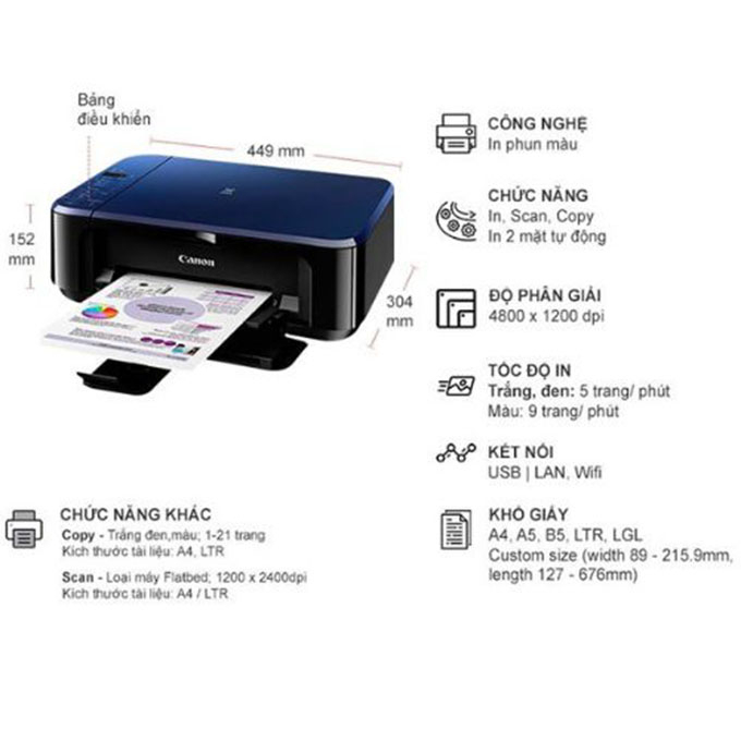 Máy in màu đảo mặt tự động Canon E560 ( scan,copy,wifi)