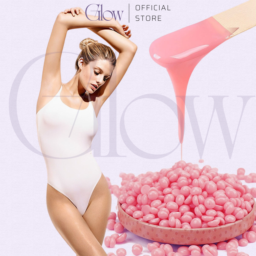 Combo Chén Silicone Nấu Sáp Wax Lông GLOW WAXING + 100gr Sáp Dừa Hồng Siêu Bám Lông Tặng Que CHE TÊN SẢN PHẨM