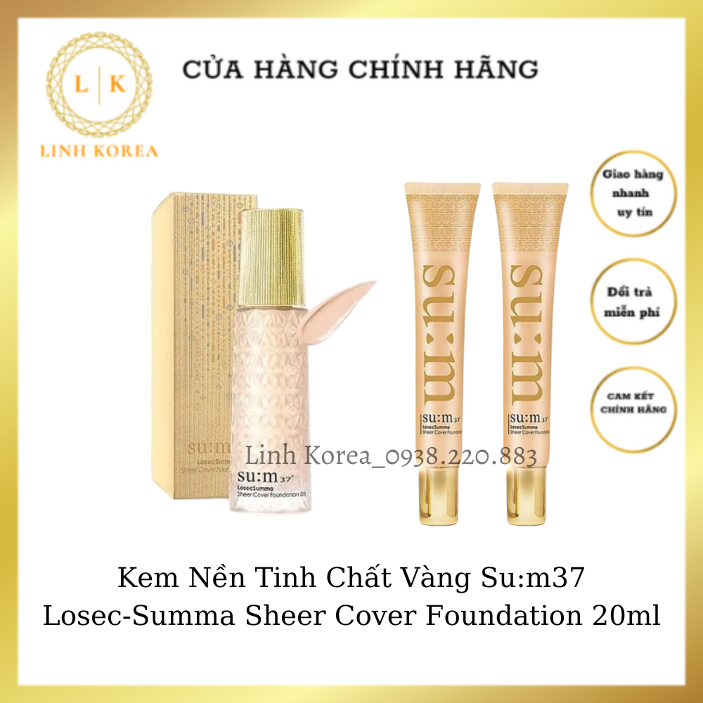 Kem Nền Tinh Chất Vàng Su:m37 Losec-Summa Sheer Cover Foundation 20ml_Linh korea