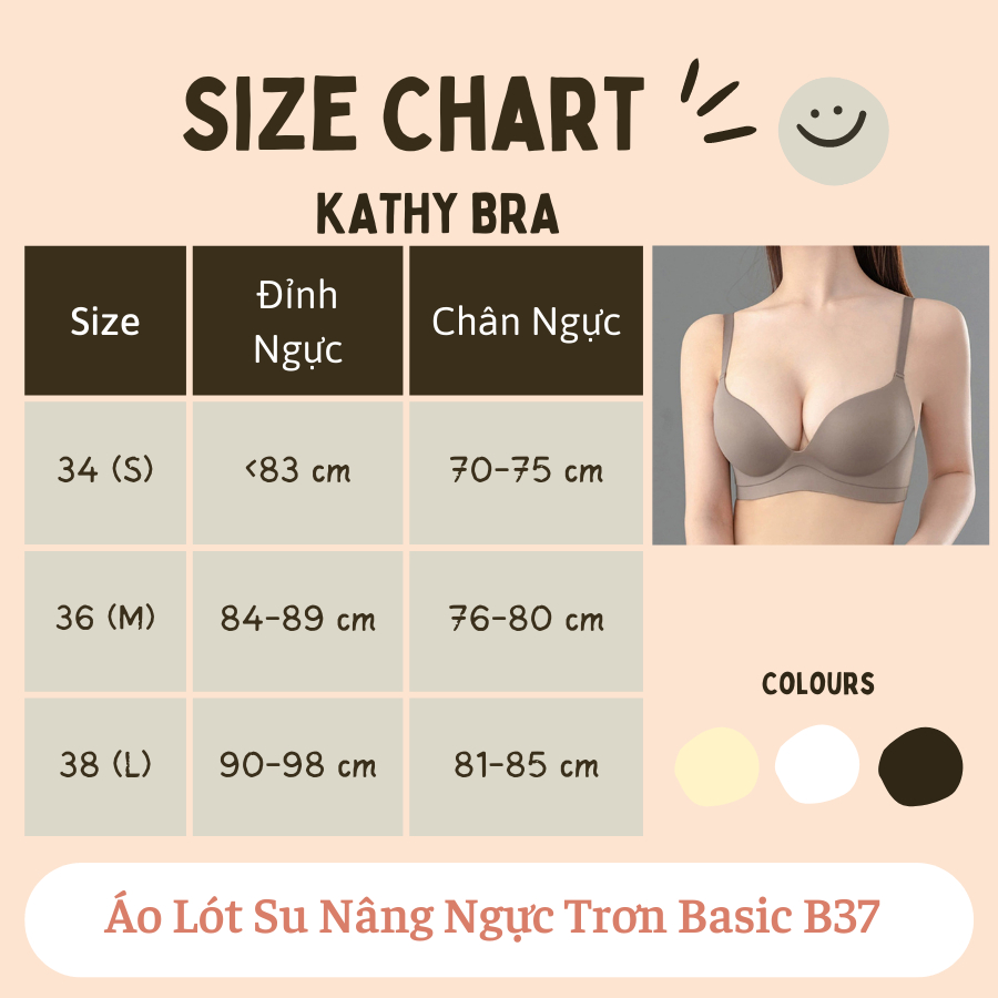 B73 Áo Lót Su Nâng Ngực Trơn Basic KATHY BRA Che Mỡ Lưng Không Gọng Đêm Vừa Mềm Mại Siêu Hót