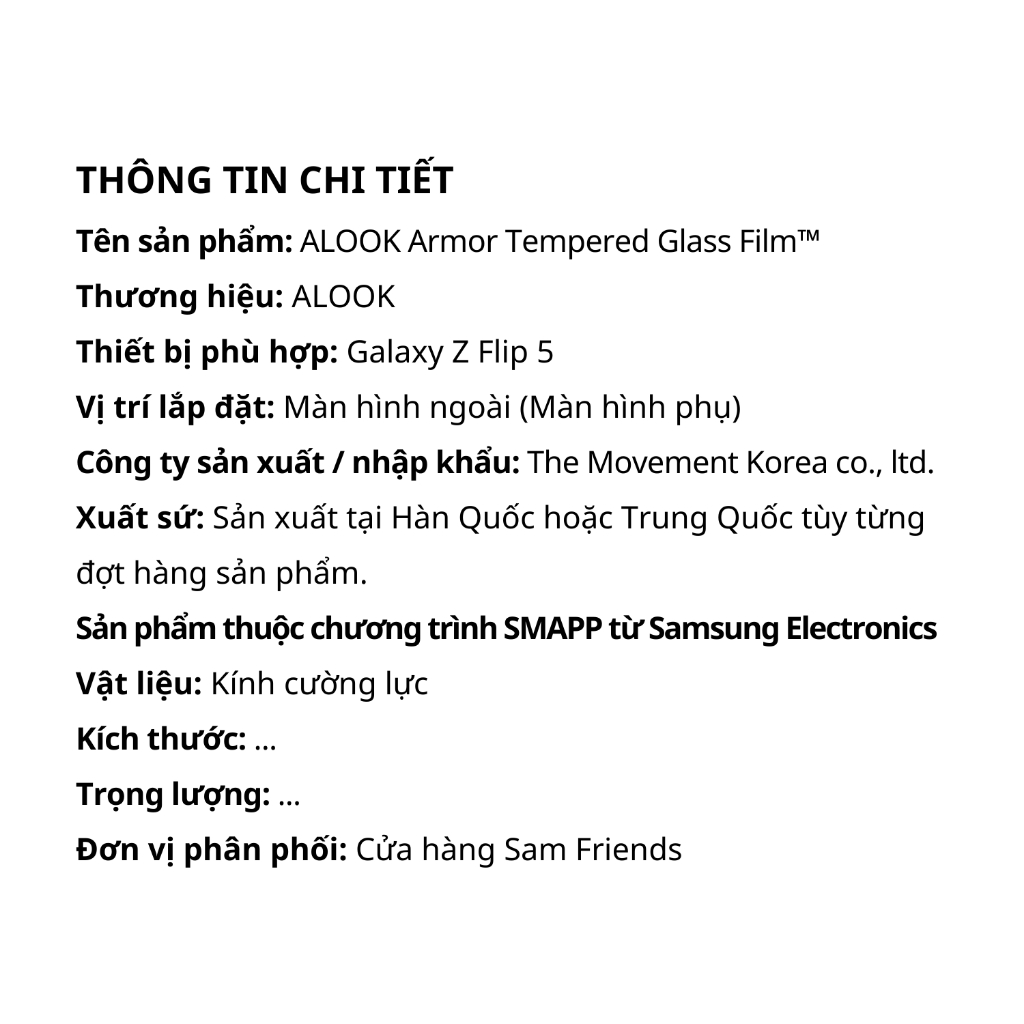 Kính cường lực màn hình ngoài Armor Tempered Glass Film™ Alook Galaxy Flip 5