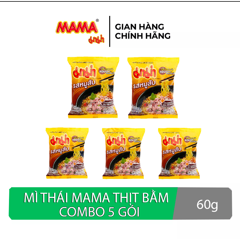 Mì Thái Lan Mama vị thịt bằm (Combo 5 gói) loại 60g